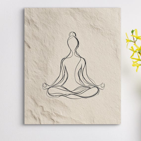 Minimalist Yoga Line Art Serene Pose Wall Print