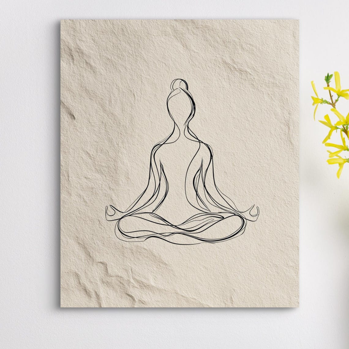 Minimalist Yoga Line Art Serene Pose Wall Print