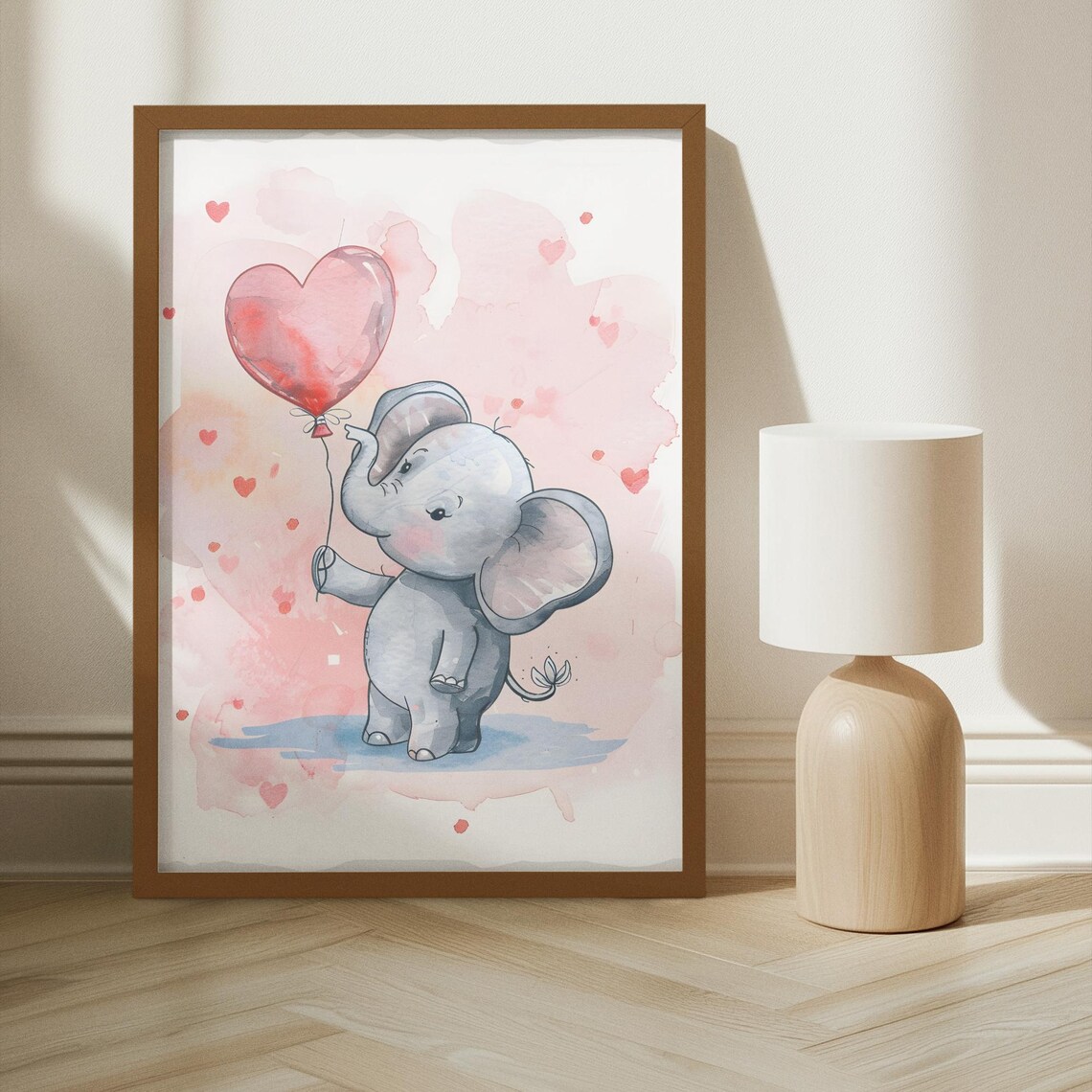 Baby Elephant Nursery Print Pastel Balloon Art