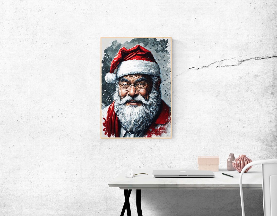 Jolly Santa Claus Portrait Red Watercolor Christmas Art Print - Image 2