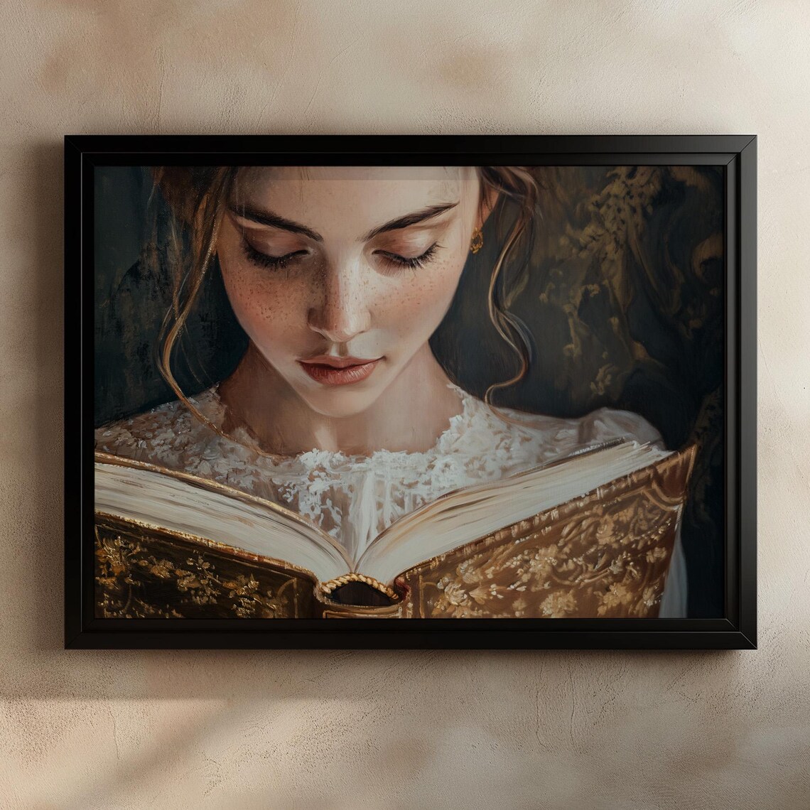 Vintage Girl Reading A Book Art Print, Literature