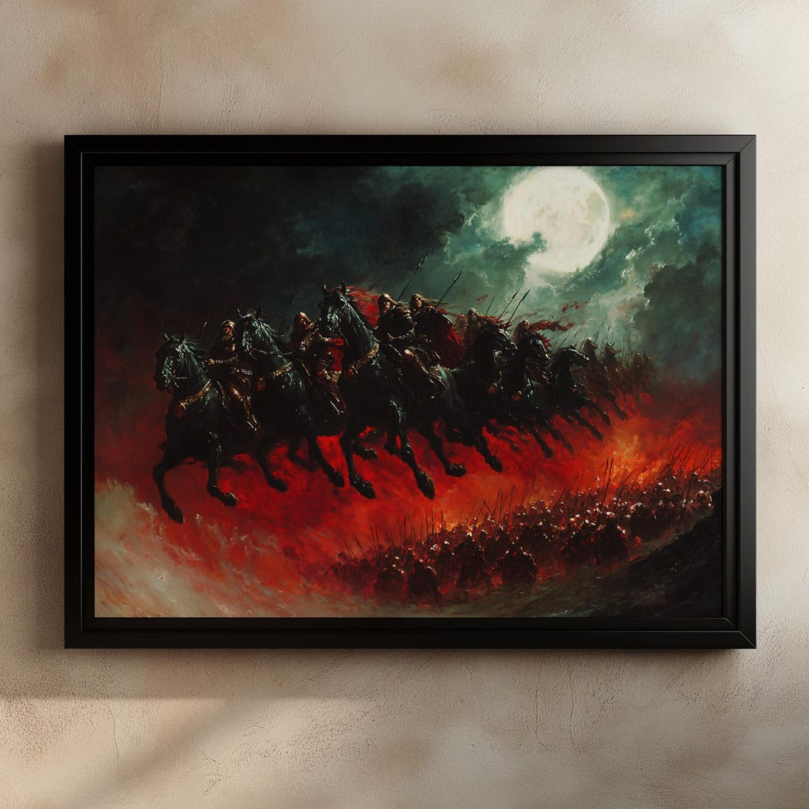 The Wild Hunt Matte Poster Night Riders Art Print Fantasy Cavalry Wall Art Dark Warrior Painting Moonlit Charge Artwork Gothic Horsemen - Image 3
