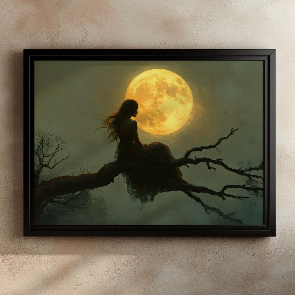 Moonlit Silhouette Art Print, Mystical Night Decor