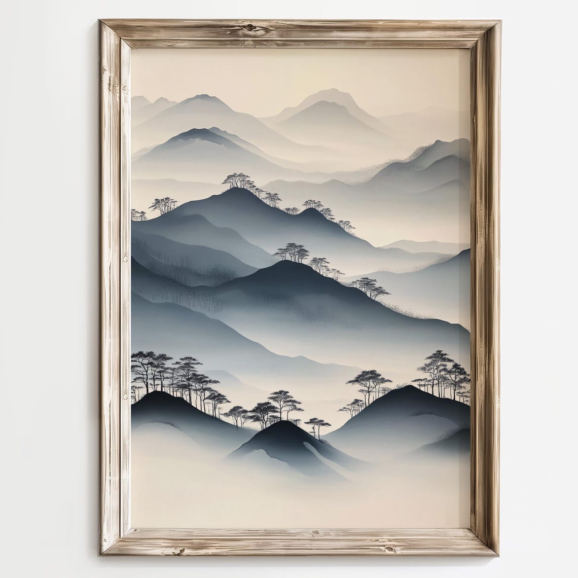 Minimalist Mountain Art Zen Decor Serene Mountain Landscape Print Foggy Mountains Wall Art Tranquil Nature Scene Gift For Mindfulness - Image 4