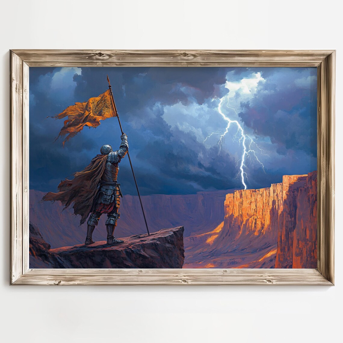Epic Knight in a Stormy Canyon, Adventure Poster - Image 2