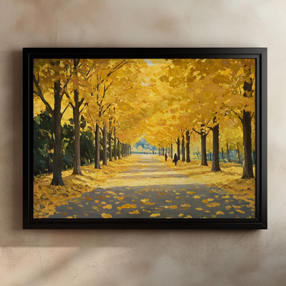 Autumn Avenue of Gold Trees Carpeted in Fallen Leaves Poster - Image 3