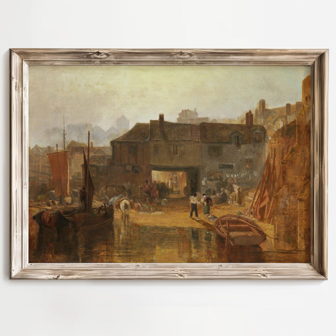 Romantic Harbor Scene with Fishing Boats at Sunrise Classic Poster - Image 2