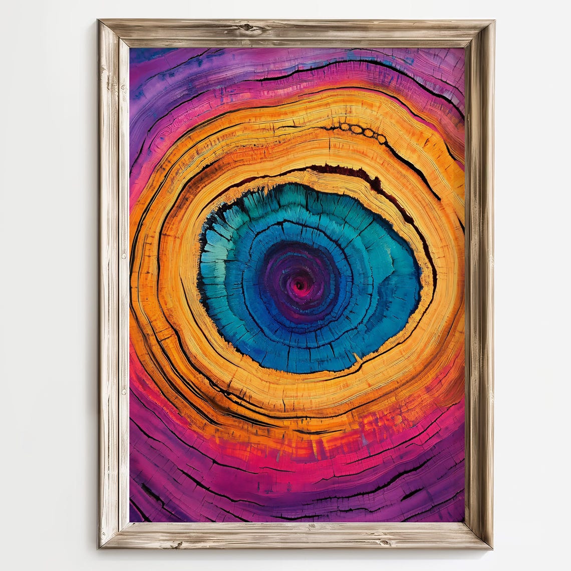 Vibrant Abstract Tree Rings Print Colorful Wood Art Psychedelic Forest Artwork Wood Slice Wall Art Rainbow Tree Ring Art - Image 3
