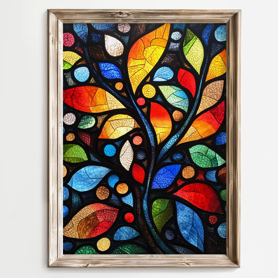 Stained Glass Wall Art Colorful Tree Of Life Print Vibrant Abstract Wall Decor Modern Stained Glass Poster Bohemian Home Decor - Image 2