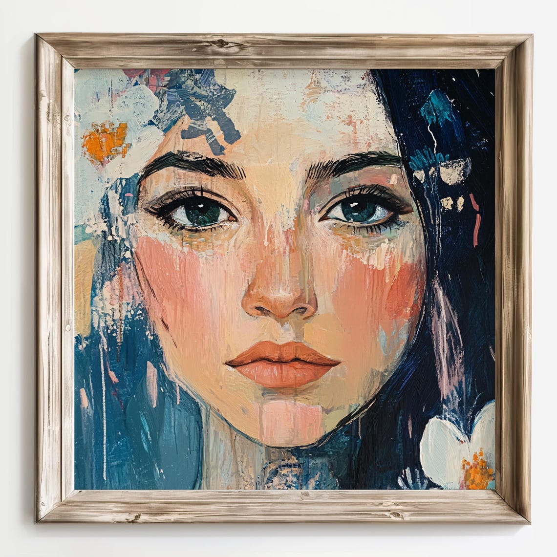 Expressive Woman Face Abstract Modern Portrait Painting Scene Poster - Image 4