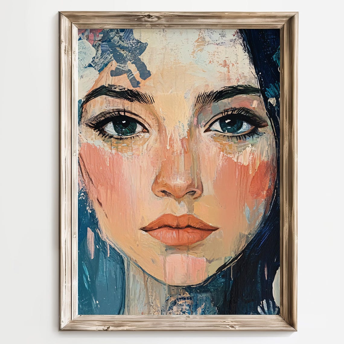 Expressive Woman Face Abstract Modern Portrait Painting Scene Poster - Image 2