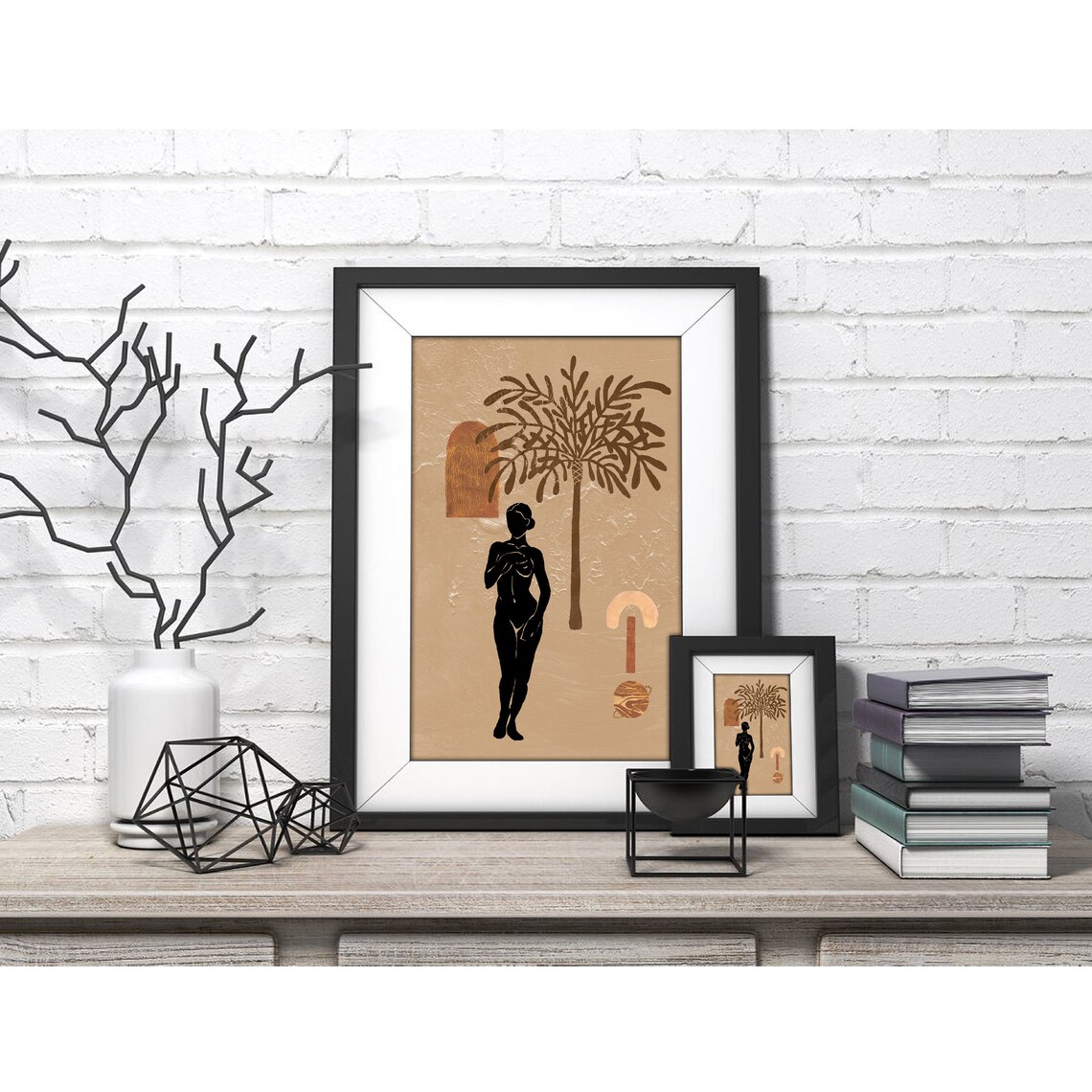 Black Silhouette Woman under Palm Tree Boho Poster for Modern Home Decor - Image 4