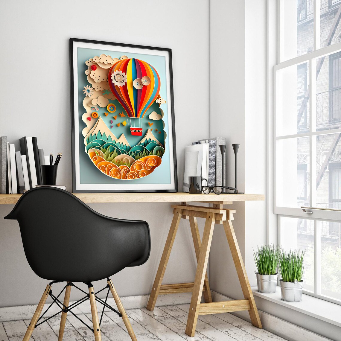 Hot Air Balloon Nursery Decor Paper Cut Art - Image 3