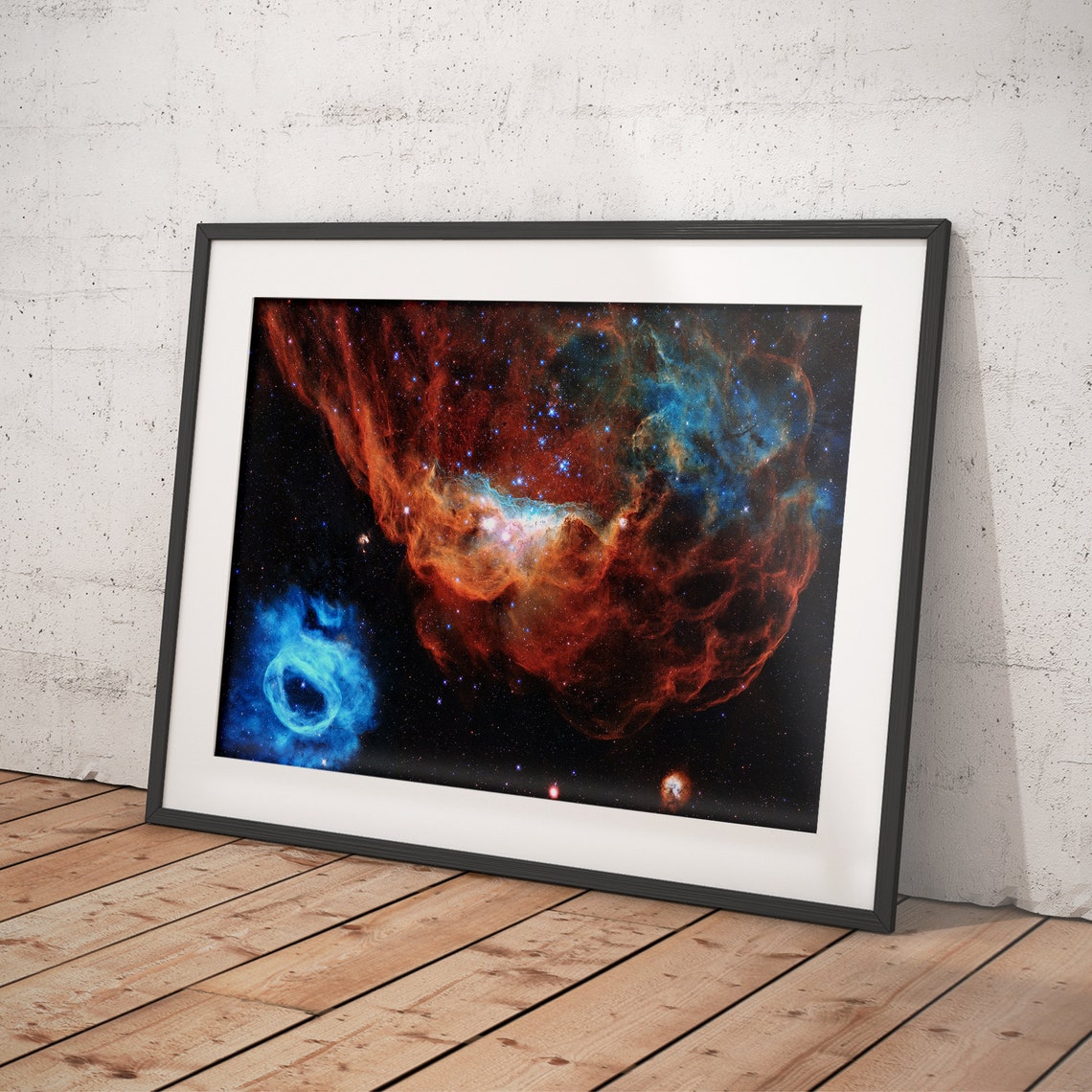 Giant Red Nebula With Blue Ring Nebula Deep Space Art Poster - Image 4