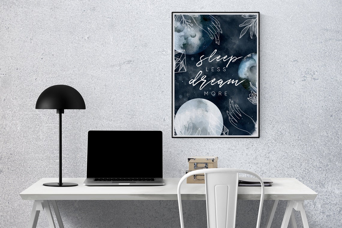 Sleep Less Dream More Mindfulness Gift Constellation Print Celestial Watercolor Astrology Gifts Astrology Poster Nursery Poster - Image 3