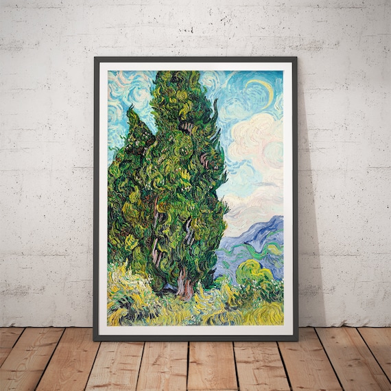 Cypresses Print Vincent Van Gogh Vintage Wall Art Classic Paintings Renaissance Prints Large Home Decor
