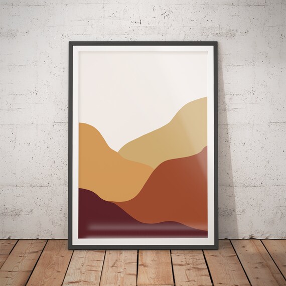 No9 Abstract Landscape Art Print Line Art Mountain Print Hills Modern Wall Art Contemporary Prints Geometric Landscape