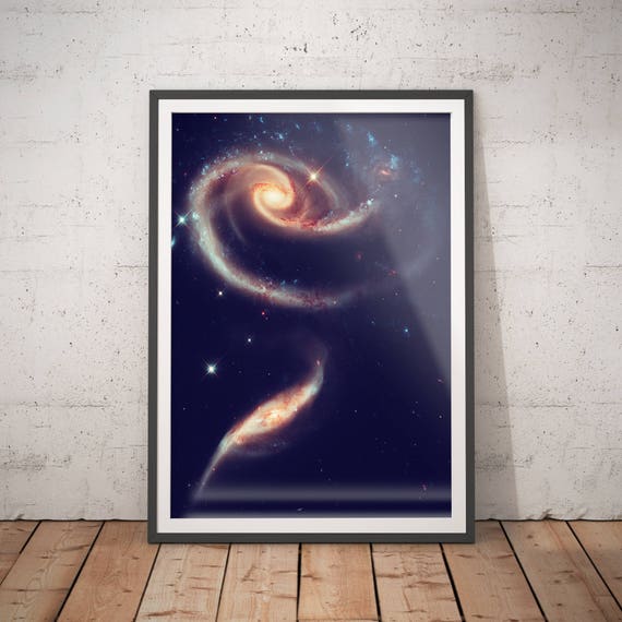 Rose Galaxy Astronomy Art Print, Universe Poster