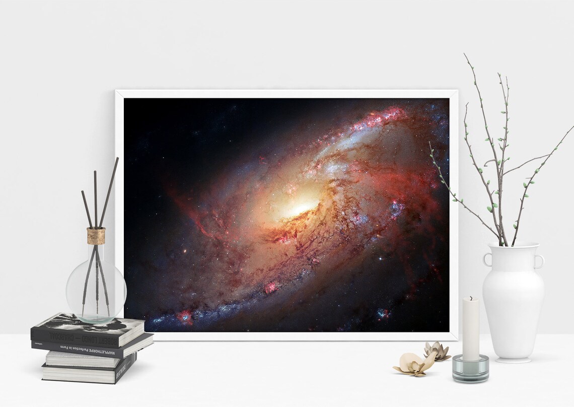 Hubble M106 Galaxy Art Print, Space Decor - Image 2