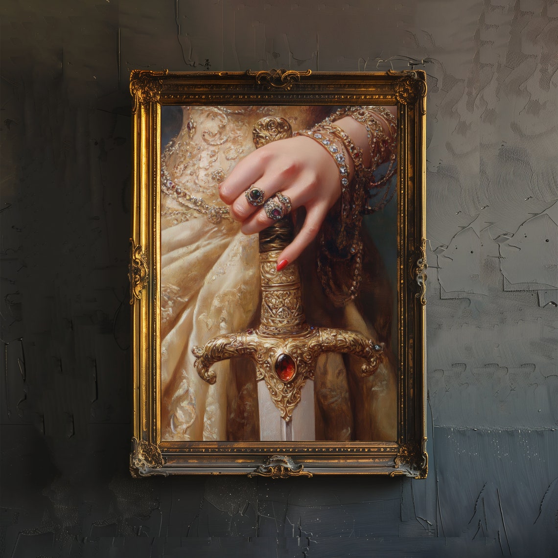 Victorian Woman With Sword Poster, Gothic Decor