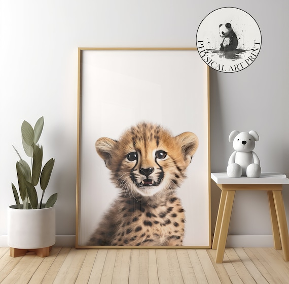 Sweet Baby Cheetah Cub Close Up Photorealistic Animal Portrait Poster