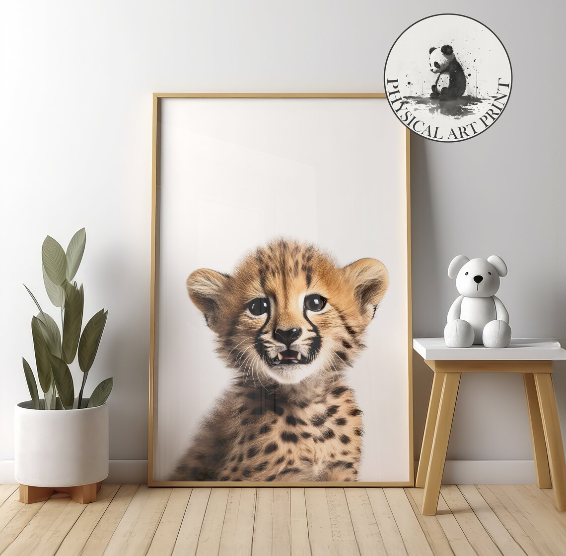 Sweet Baby Cheetah Cub Close Up Photorealistic Animal Portrait Poster