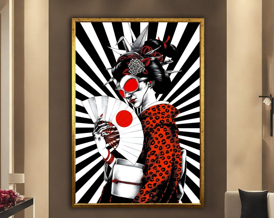 Geisha Girl Japanese Women Art Pop Art Geisha Painting Asian Woman Wall Art