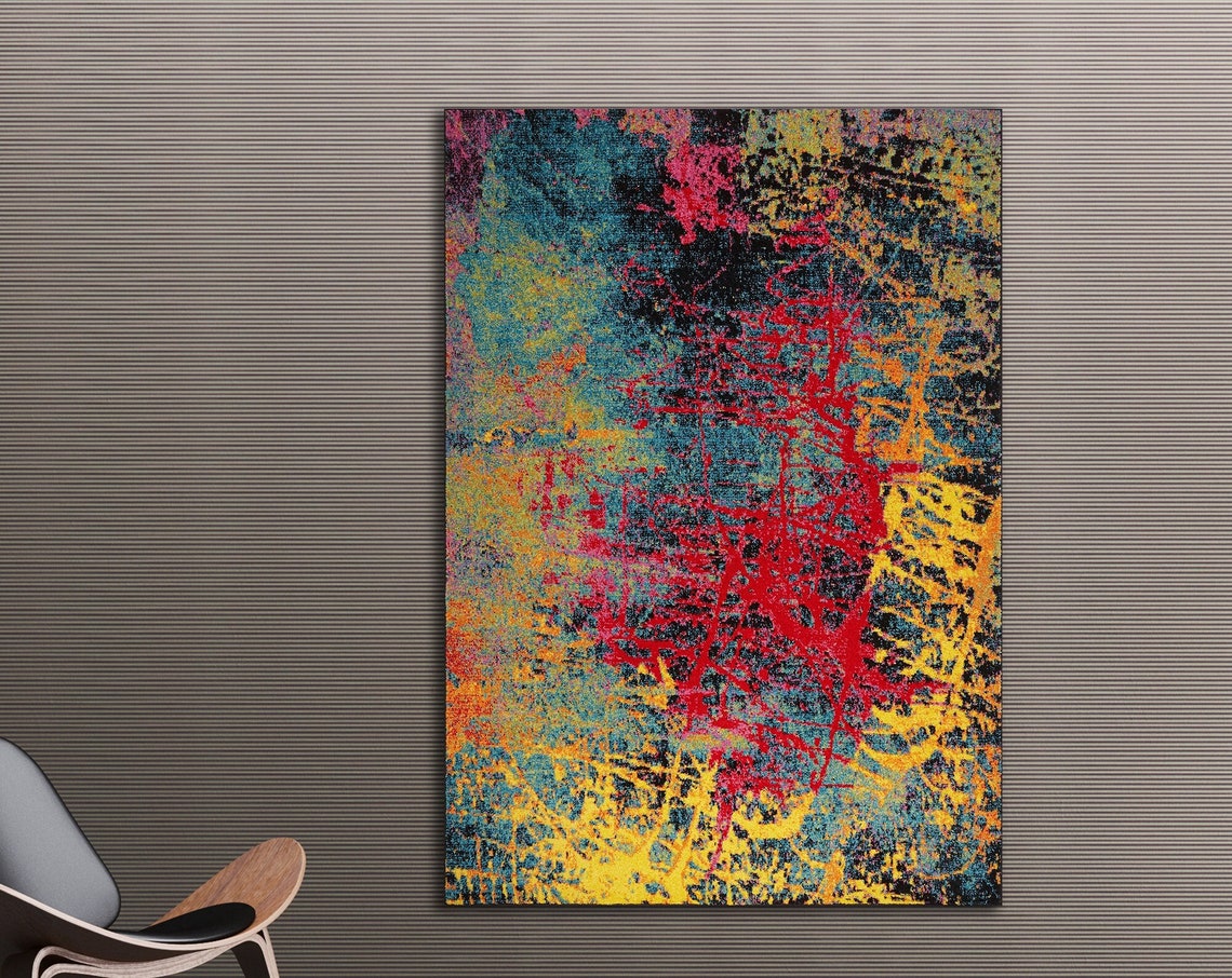 Colorful Abstract Grunge Splash Paint Texture Modern Art Poster