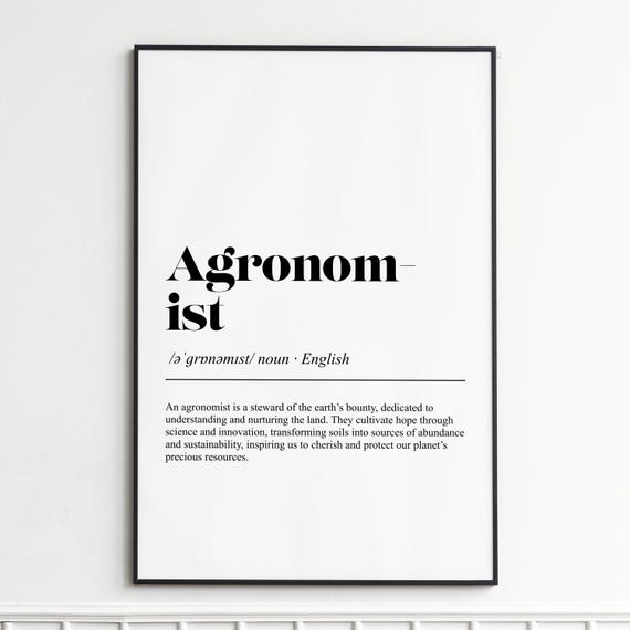 Agronomist Definition Print Inspirational Dictionary Wall Art Modern Typography Poster Home Decor