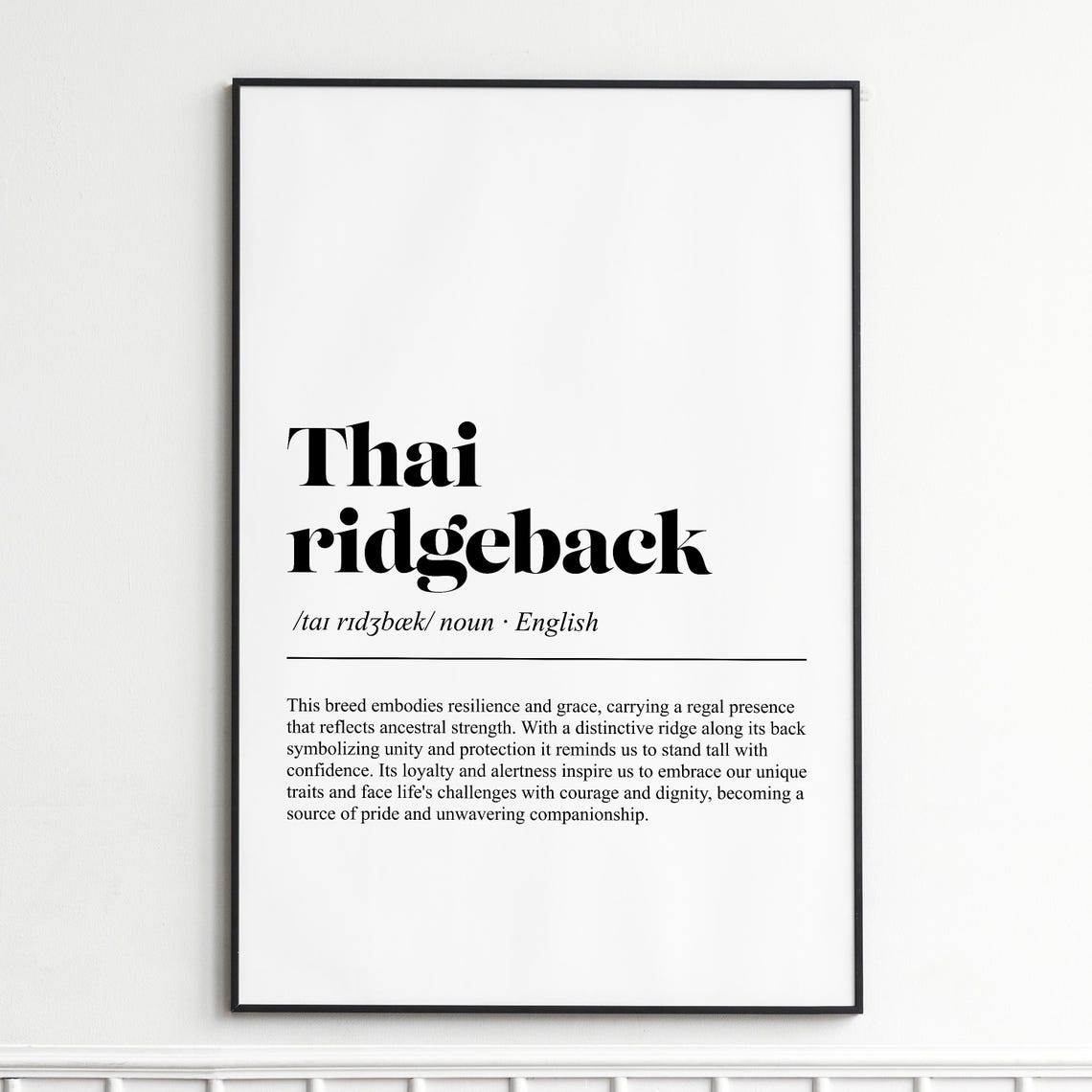 Thai Ridgeback Inspirational Dictionary Definition Typography Poster