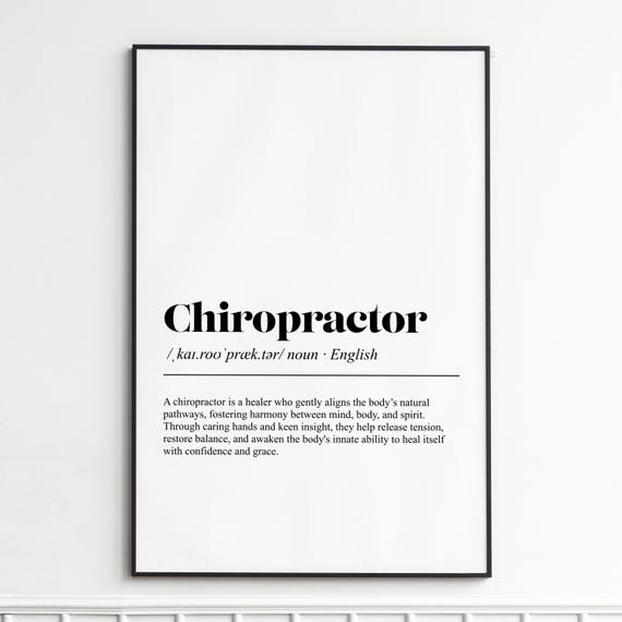 Chiropractor Definition Print Inspirational Dictionary Wall Art Modern Typography Poster Home Decor