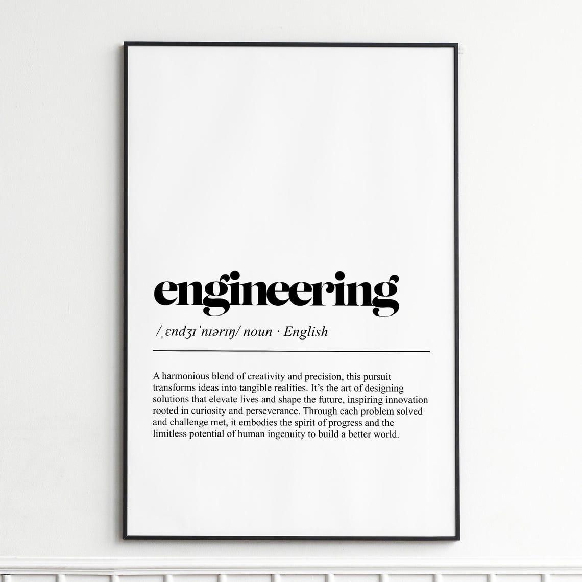 Engineering Definition Innovation Science Typography Dictionary Poster
