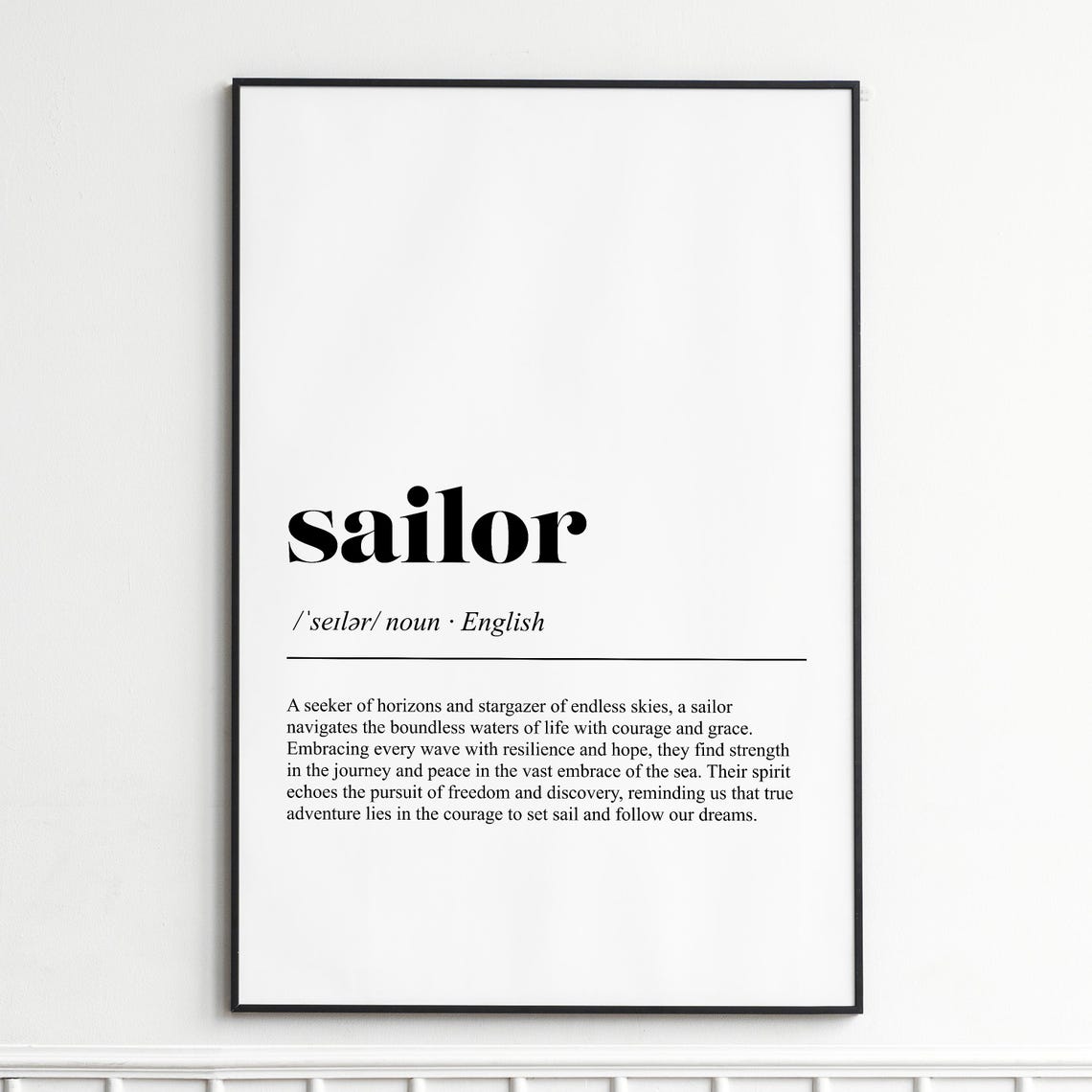Sailor Definition Nautical Sea Lover Typography Dictionary Poster