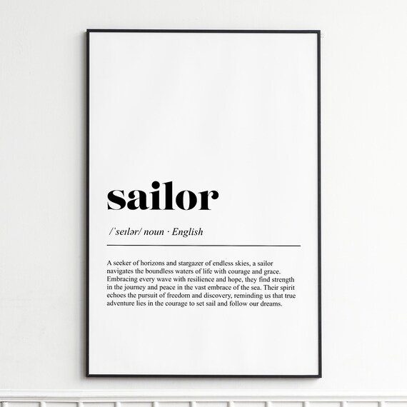 Sailor Definition Nautical Sea Lover Typography Dictionary Poster
