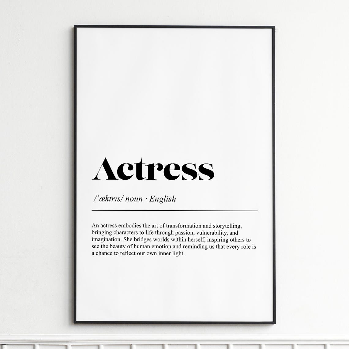 Actress Art Of Transformation Elegant Dictionary Wall Poster