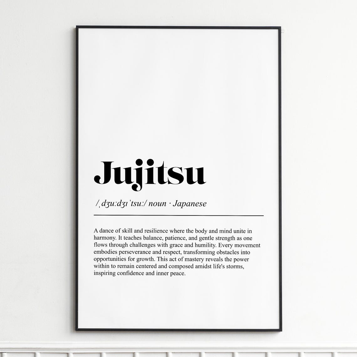 Jujitsu Definition Poster Japanese Dictionary Style Typography Art