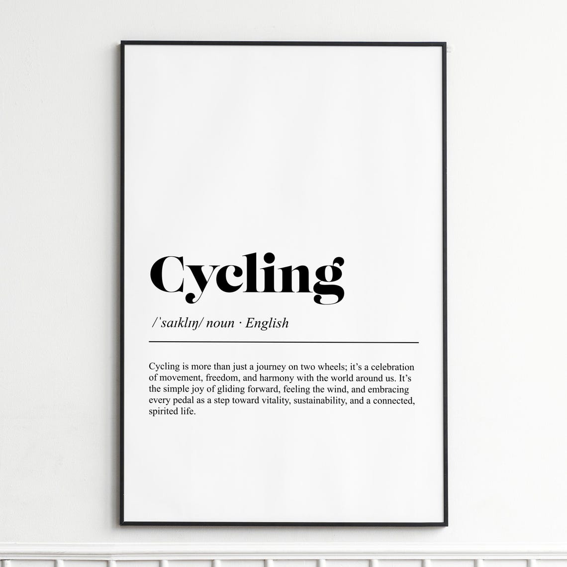 Cycling Definition Print Inspirational Typography Wall Art Modern Home Decor Poster Enthusiast Gift