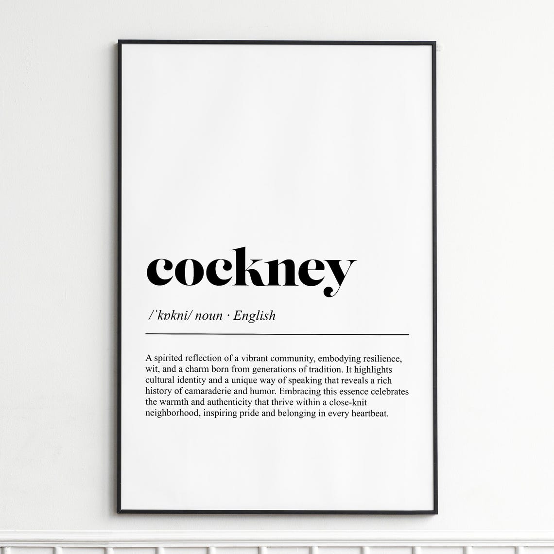 Cockney Definition Dictionary Style Typography Wall Decor Poster