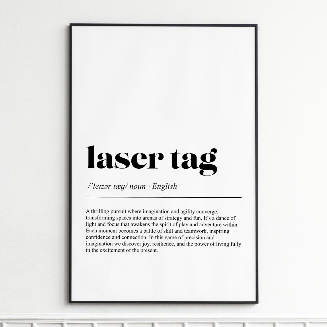 Laser Tag Definition Fun Game Night Typography Dictionary Poster