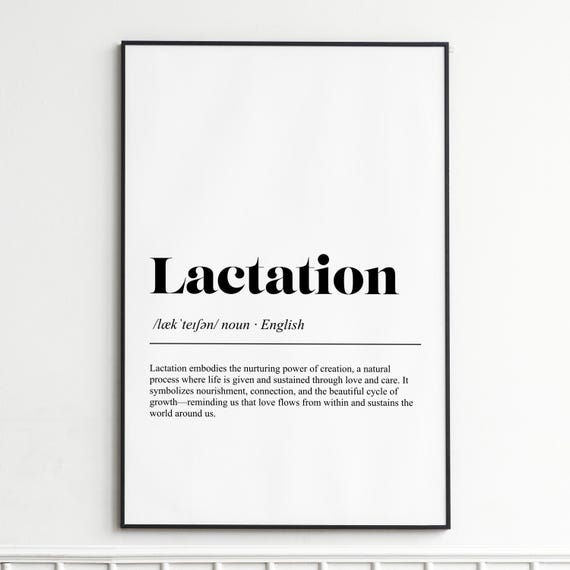 Lactation Definition Print Inspirational Dictionary Wall Art Elegant Typography Poster Gift For New Moms And Breastfeeding Support
