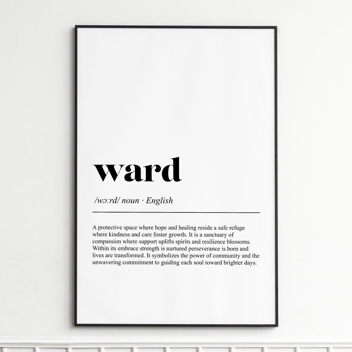 Ward Word Definition Healing Hope Minimalist Typography Poster