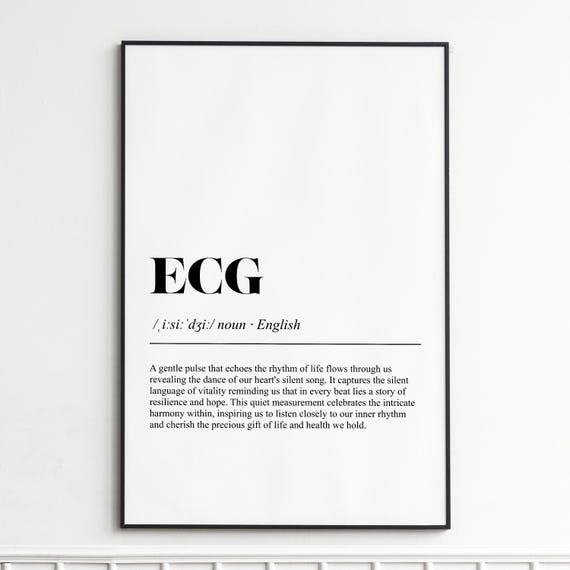 Ecg Definition Print Inspirational Medical Typography Wall Art Modern Home Decor Poster Doctor Office Gallery