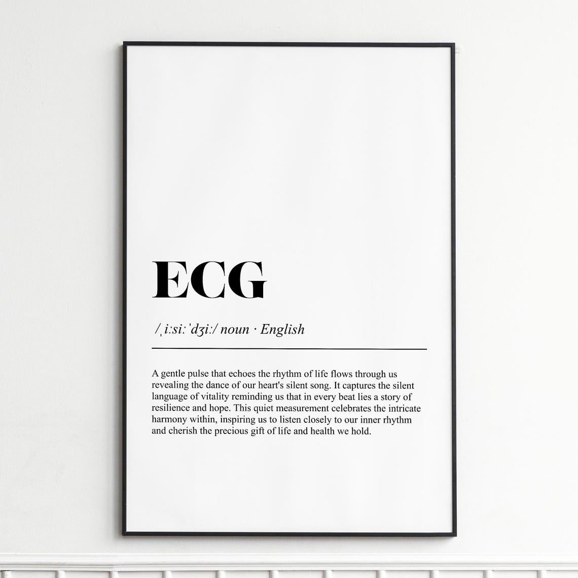 Ecg Definition Print Inspirational Medical Typography Wall Art Modern Home Decor Poster Doctor Office Gallery
