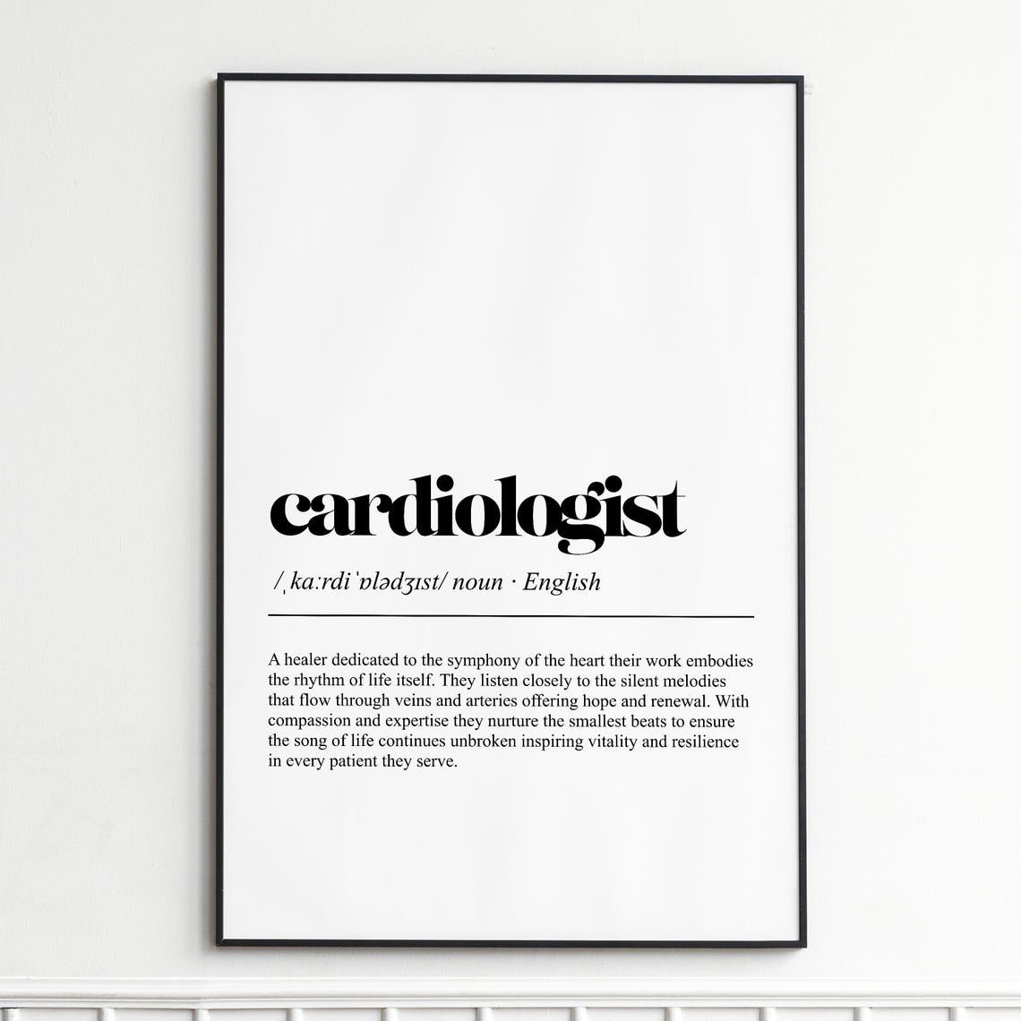Cardiologist Definition Heart Doctor Minimalist Typography Poster