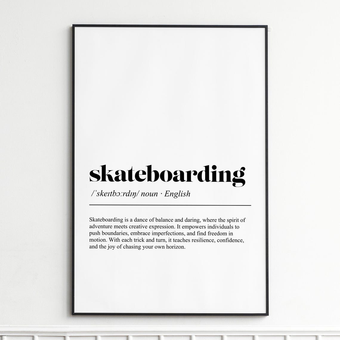 Skateboarding Definition Poster Dictionary Style Typography Art