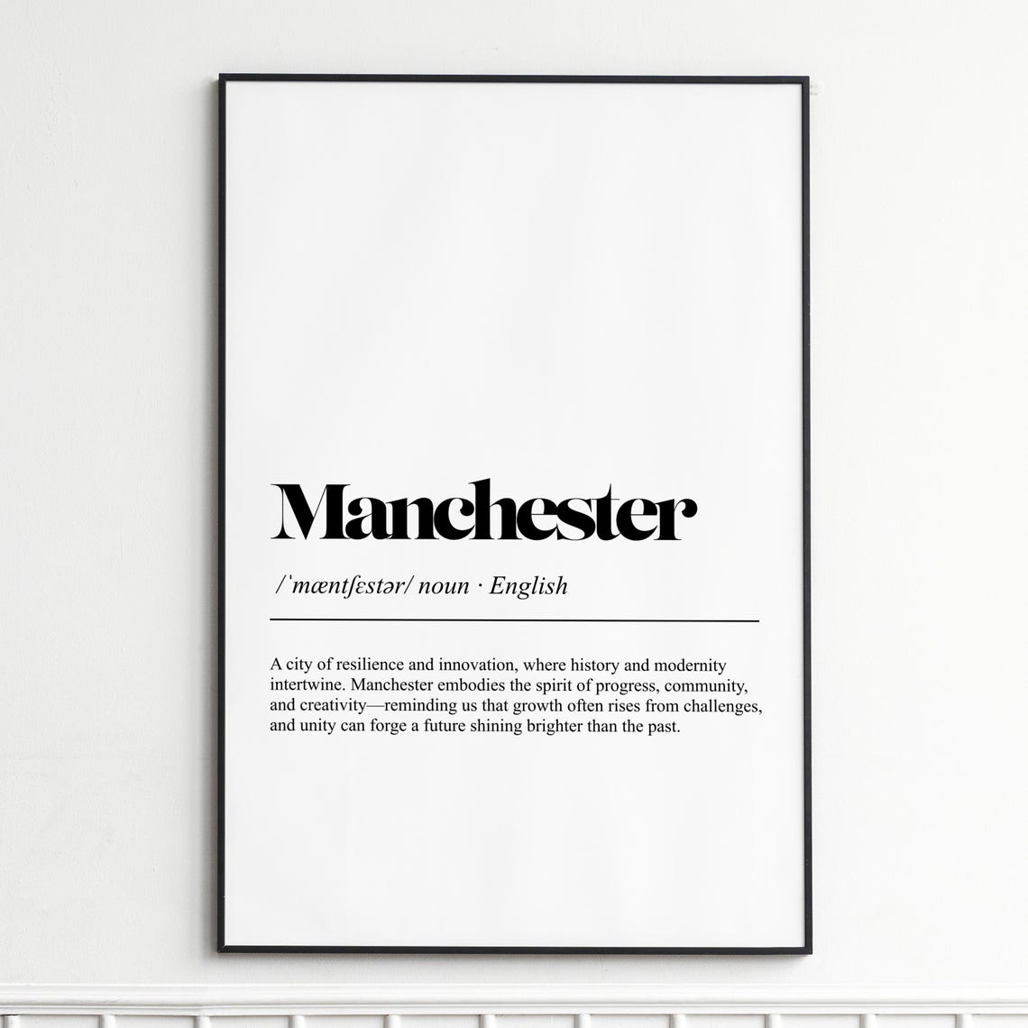 Manchester City Definition Typography Black Serif Dictionary Poster