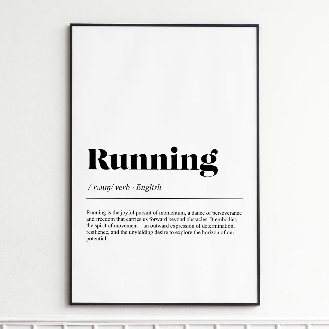 Running Word Definition Dictionary Style Motivational Art Poster