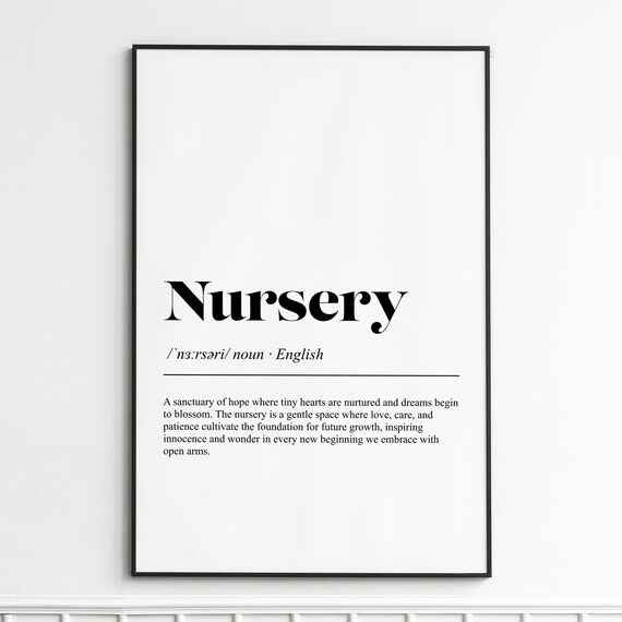 Nursery Baby Room Definition Typography Black Serif Dictionary Poster