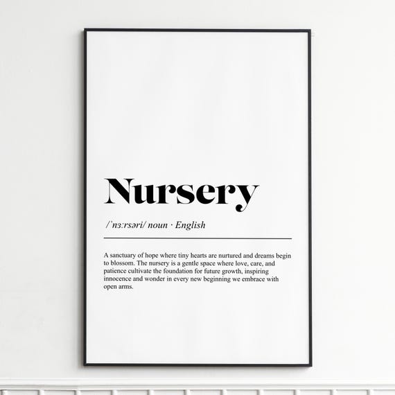 Nursery Definition Print Inspirational Dictionary Wall Art Whimsical Typography Poster Baby Room Decor