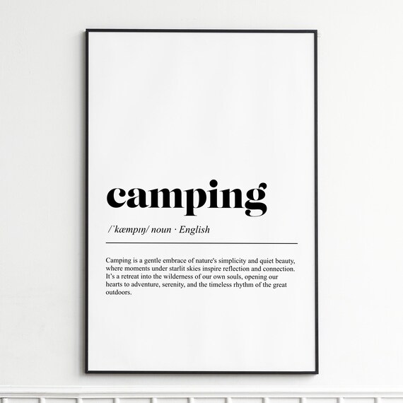 Camping Definition Dictionary Style Outdoor Adventure Nature Poster